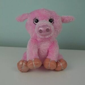 MVP Pig Plush Stuffed Animal Toy Pink Silver Sparkle Eyes Piggy Piggie